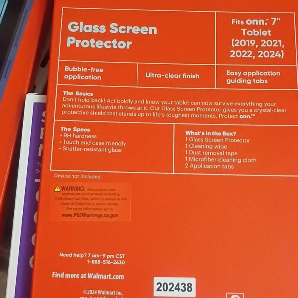 Glass Screen Protector for Onn. 7 Tablet Gen 1 2 3 4 (2019 to 2022) FREE MOUNTS